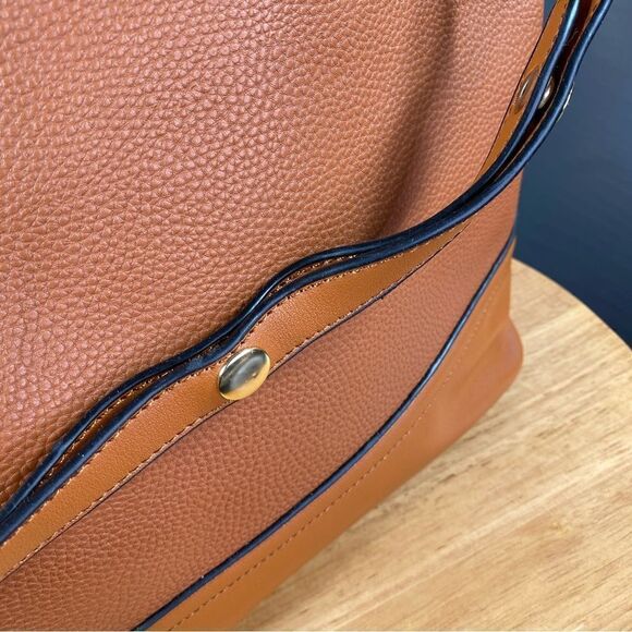 MKF Mia K Farrow Nya Cognac Gold Studded Hobo Bag Tote - Picture 7 of 9